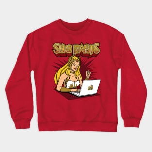 She Rants Funny 80's Superhero Techie Ranting Online Social Media Crewneck Sweatshirt